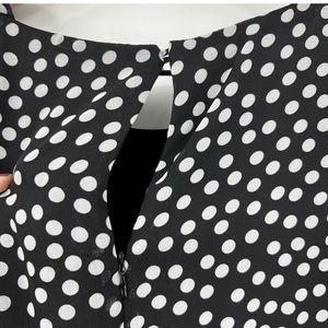 Neiman Marcus Black White Bow Detail Polka Dot Asymmetrical Hem Party Dress 14